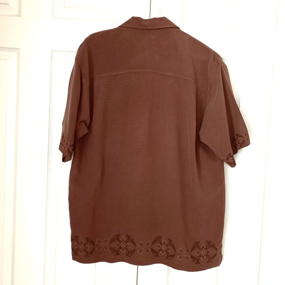 TOMMY BAHAMA  Mens Lavishly Embroidered Tropical Silk Hawaiian Camp Shirt  Sz XL - Picture 9 of 9